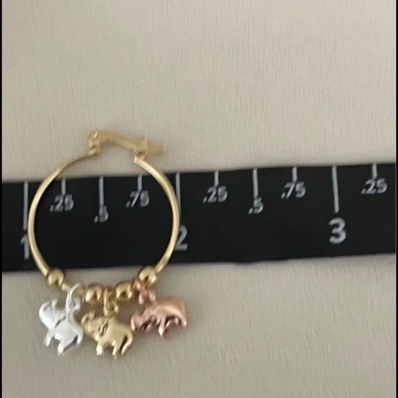18k Gold Filled Elephants Hoop Earrings - Picture 7 of 7